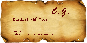 Ocskai Géza névjegykártya